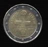 Euro - 2 Euro - Cyprus - 2008 - Bi-Metallic Brass Center In Copper-Nickel Ring - KM# 85 - Obv: Ancient cross shaped idol discovered in the village of Pomos in the distrct of Paphos. Rev: Large value at left, modified outline of Europe at right - 0